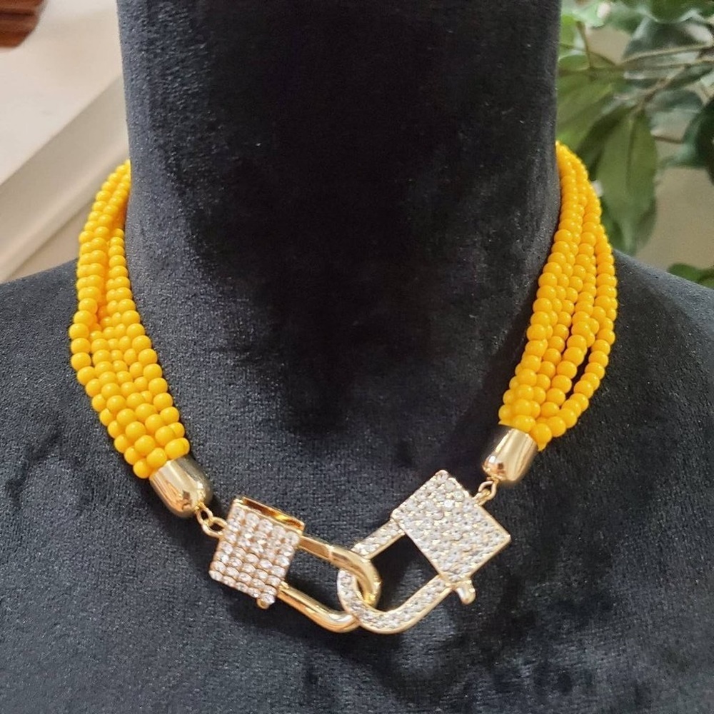 Open Edit by Mercari Women's Yellow Multilayer Round Beaded Necklace. New